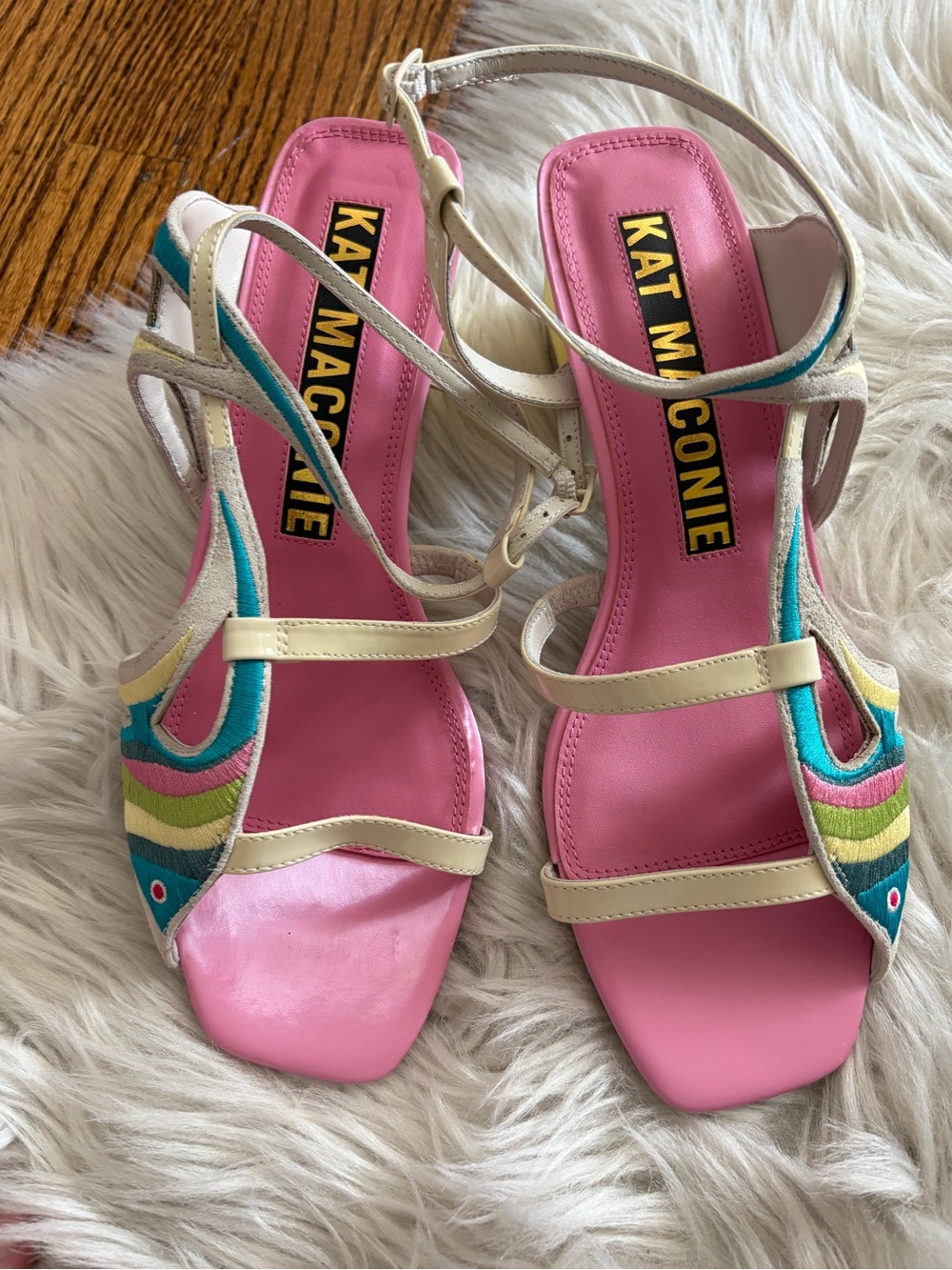 Kat Maconie Pink Multicolor Strappy heel shoes  with fish detail